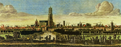 500753 Profiel van de stad Utrecht uit het westen.